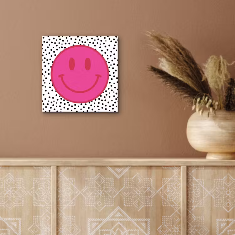 Smiley - Roze - Stippen aluminium wit klein -sfeer4