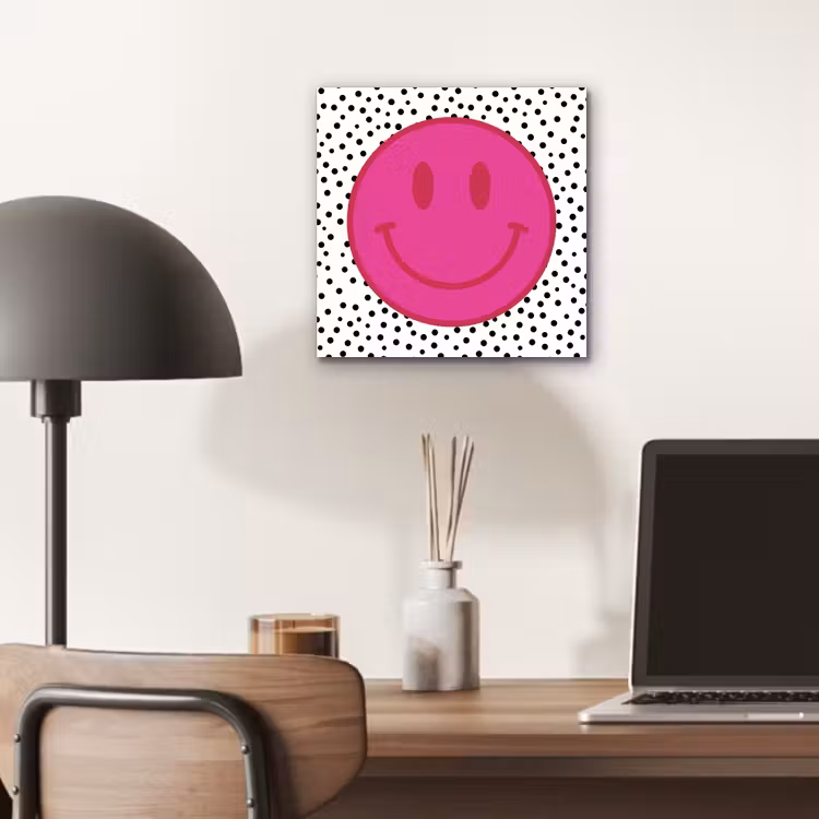Smiley - Roze - Stippen aluminium wit klein -sfeer5