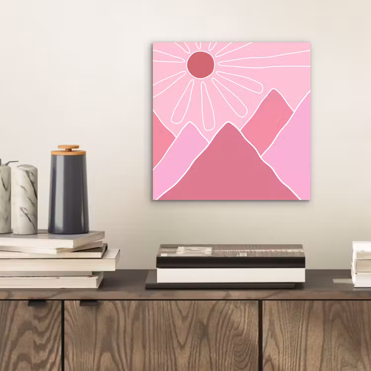 Zon - Bergen - Natuur - Abstract - Roze aluminium wit klein -sfeer1