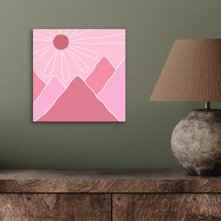 Zon - Bergen - Natuur - Abstract - Roze aluminium wit klein -sfeer2