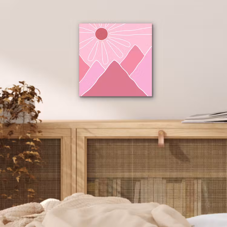 Zon - Bergen - Natuur - Abstract - Roze aluminium wit klein -sfeer3