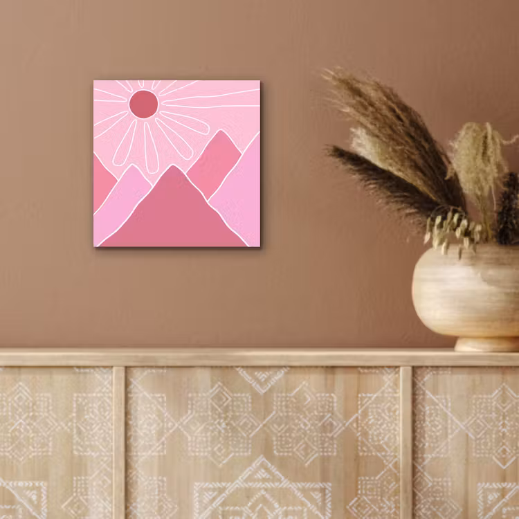 Zon - Bergen - Natuur - Abstract - Roze aluminium wit klein -sfeer4