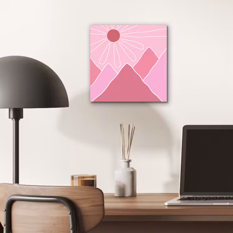 Zon - Bergen - Natuur - Abstract - Roze aluminium wit klein -sfeer5