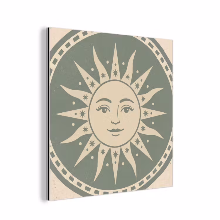 Zon - Sterren - Astrologie - Vintage - Groen aluminium wit klein -3d