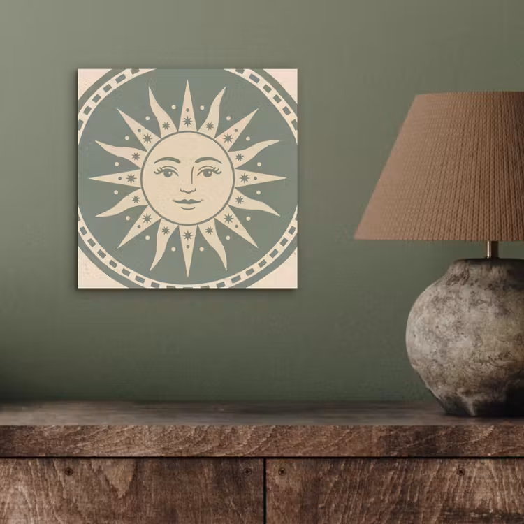 Zon - Sterren - Astrologie - Vintage - Groen aluminium wit klein -sfeer2