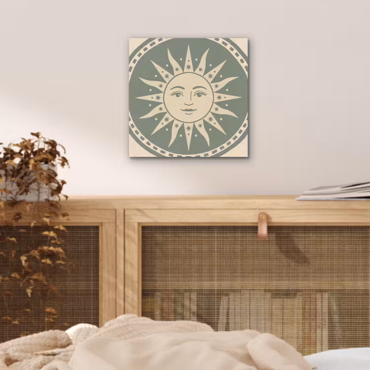 Zon - Sterren - Astrologie - Vintage - Groen aluminium wit klein -sfeer3