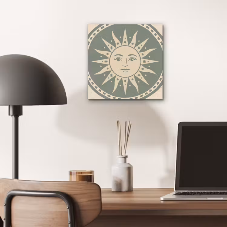 Zon - Sterren - Astrologie - Vintage - Groen aluminium wit klein -sfeer5