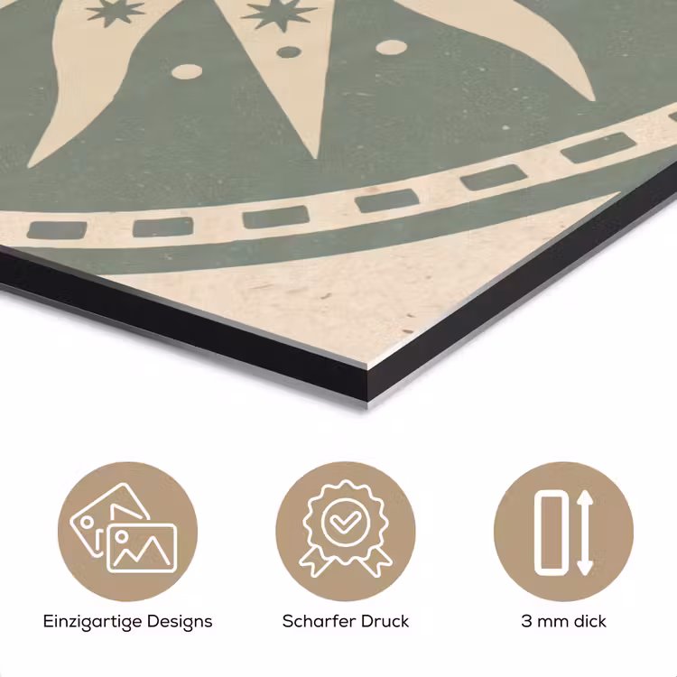 Zon - Sterren - Astrologie - Vintage - Groen aluminium wit klein -closeup_DE