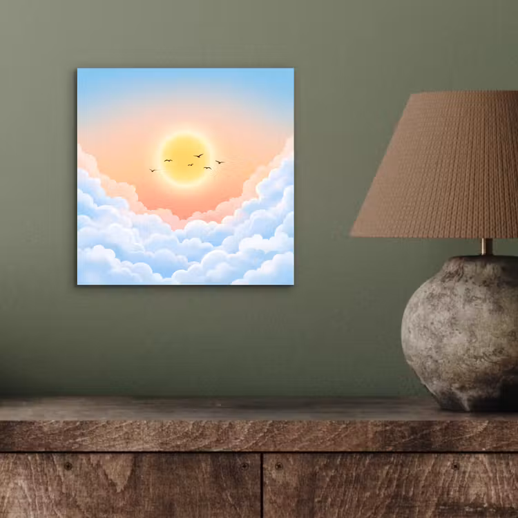 Zon - Vogels - Lucht - Natuur - Geel aluminium wit klein -sfeer2