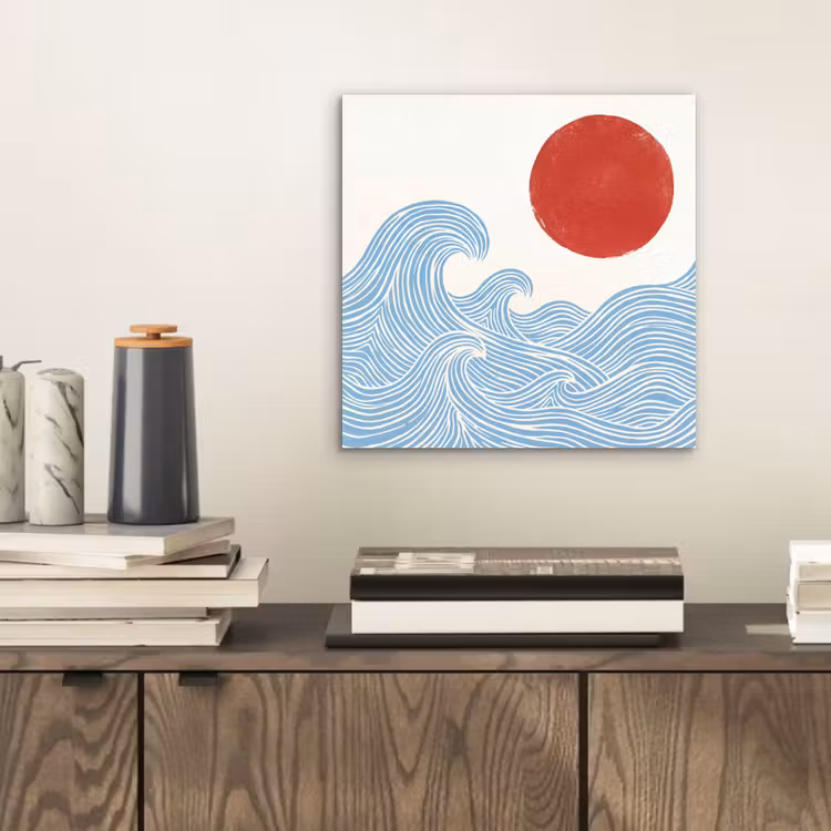 Zon - Golven - Oceaan - Abstract - Rood aluminium wit klein -sfeer1