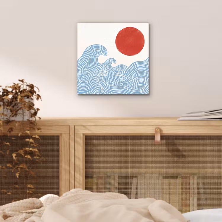 Zon - Golven - Oceaan - Abstract - Rood aluminium wit klein -sfeer3