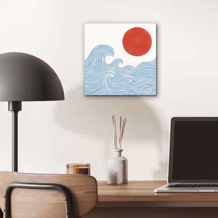 Zon - Golven - Oceaan - Abstract - Rood aluminium wit klein -sfeer5