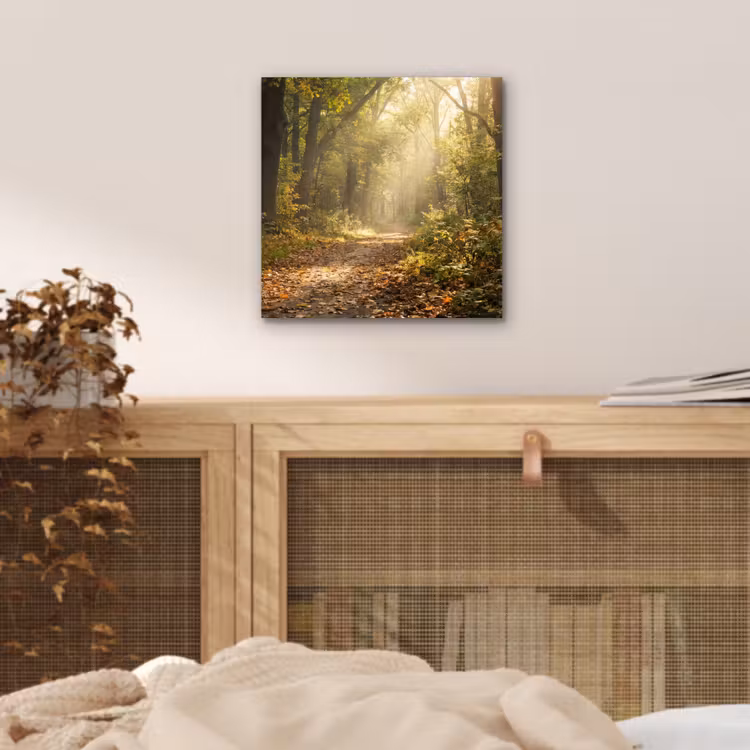 Zonlicht - Bospad - Bomen aluminium wit klein -sfeer3