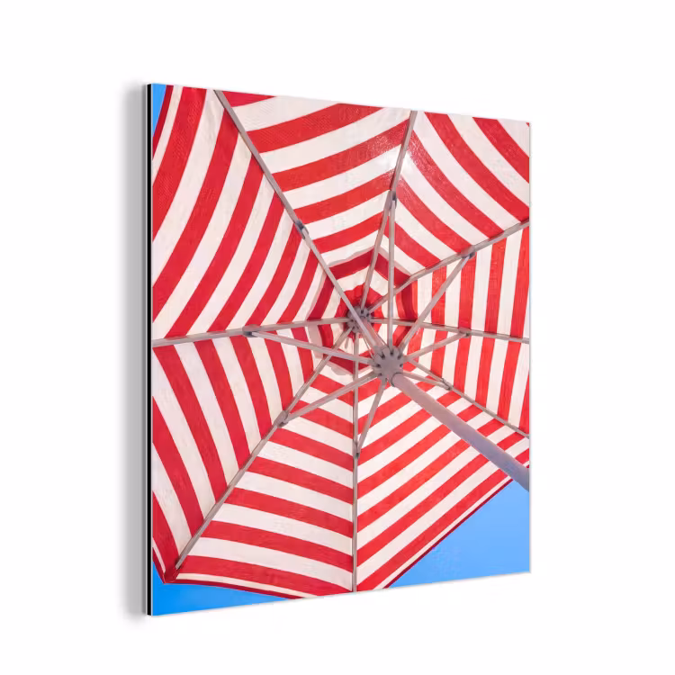 Parasol - Strepen - Zomer - Rood - Blauw aluminium wit klein -3d