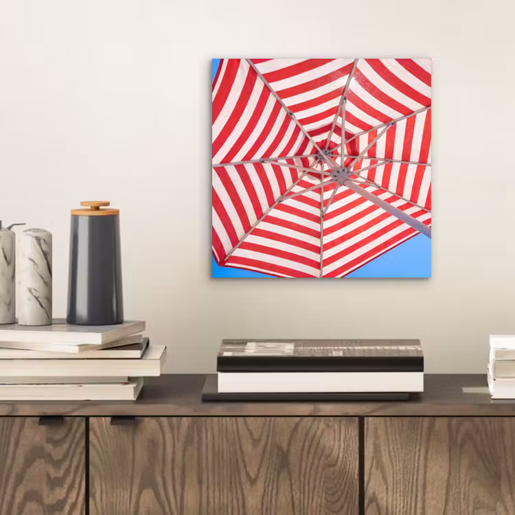 Parasol - Strepen - Zomer - Rood - Blauw aluminium wit klein -sfeer1