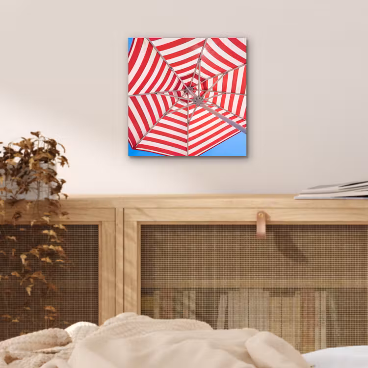 Parasol - Strepen - Zomer - Rood - Blauw aluminium wit klein -sfeer3