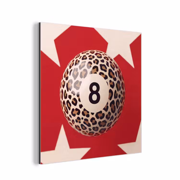 Spel - Dierenprint - Nummer 8 - Modern - Rood aluminium wit klein -3d