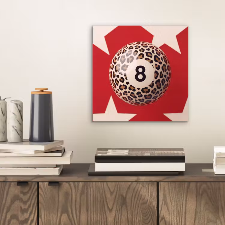 Spel - Dierenprint - Nummer 8 - Modern - Rood aluminium wit klein -sfeer1