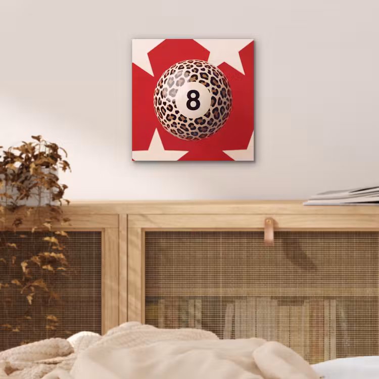 Spel - Dierenprint - Nummer 8 - Modern - Rood aluminium wit klein -sfeer3