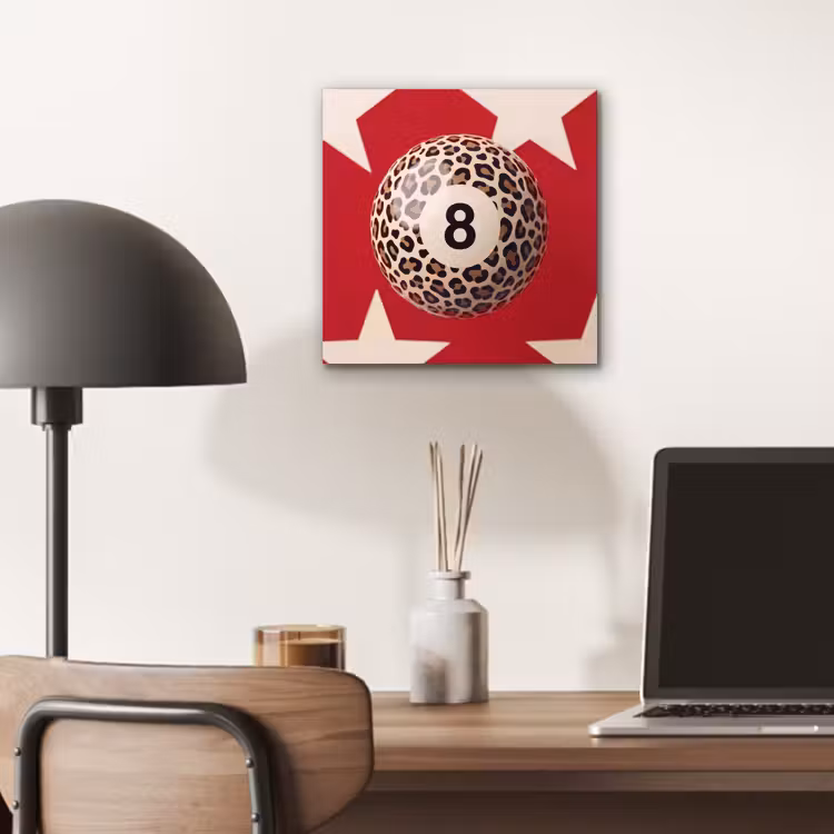 Spel - Dierenprint - Nummer 8 - Modern - Rood aluminium wit klein -sfeer5