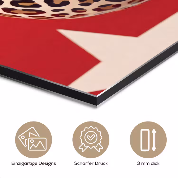 Spel - Dierenprint - Nummer 8 - Modern - Rood aluminium wit klein -closeup_DE