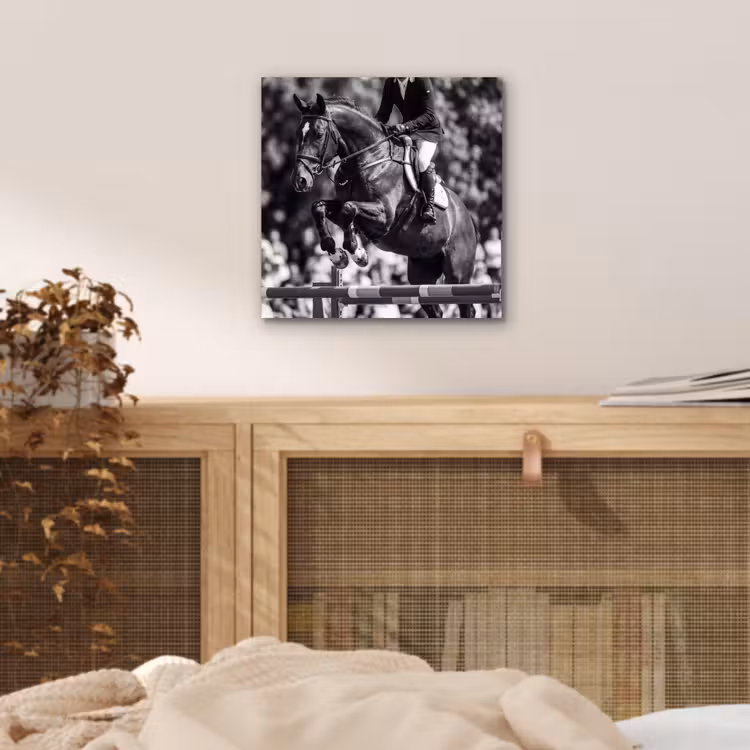 Springen - Paard - Zwart - Wit aluminium wit klein -sfeer3