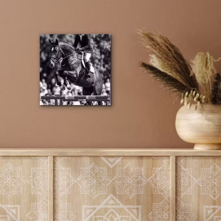 Springen - Paard - Zwart - Wit aluminium wit klein -sfeer4