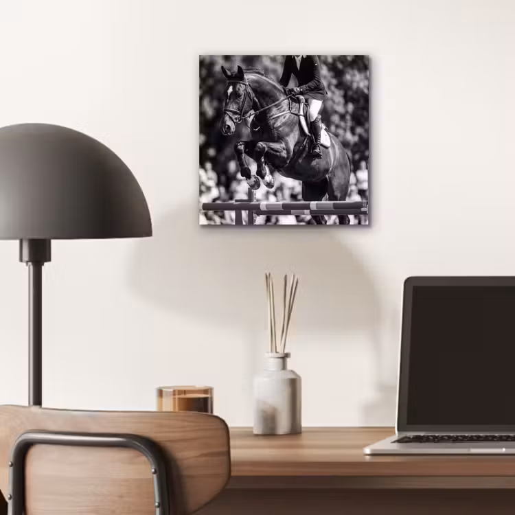 Springen - Paard - Zwart - Wit aluminium wit klein -sfeer5