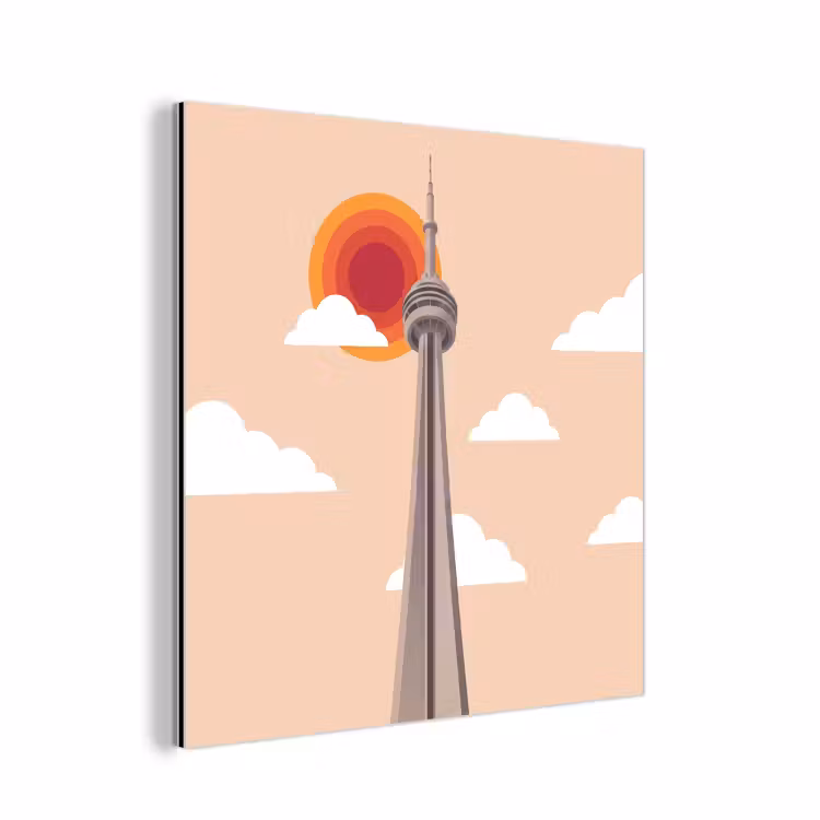 Stad - Gebouw - Architectuur - Retro - Oranje aluminium wit klein -3d