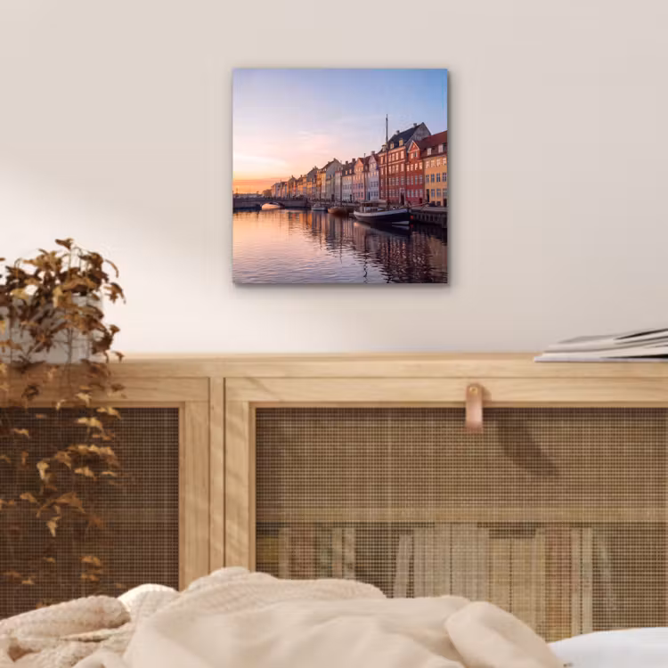 Stad - Gracht - Zonsondergang - Klassiek - Kleurrijk aluminium wit klein -sfeer3
