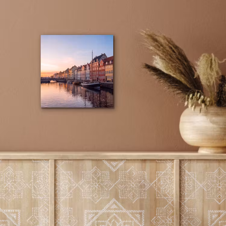Stad - Gracht - Zonsondergang - Klassiek - Kleurrijk aluminium wit klein -sfeer4