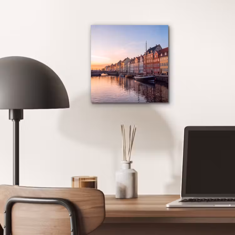 Stad - Gracht - Zonsondergang - Klassiek - Kleurrijk aluminium wit klein -sfeer5