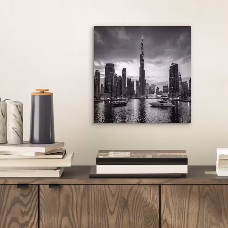 Stad - Skyline - Architectuur - Avond - Zwart-wit aluminium wit klein -sfeer1
