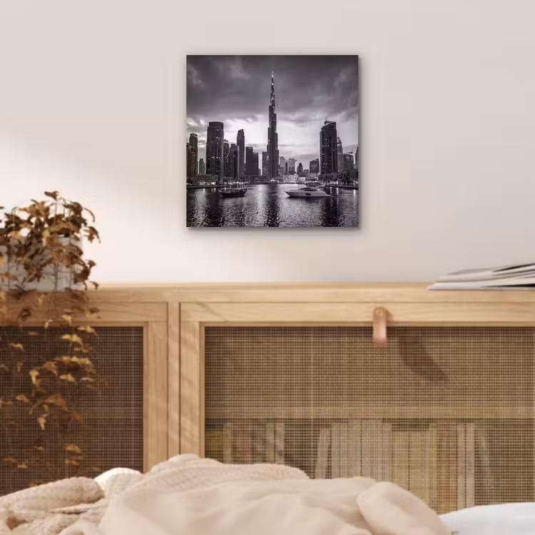Stad - Skyline - Architectuur - Avond - Zwart-wit aluminium wit klein -sfeer3