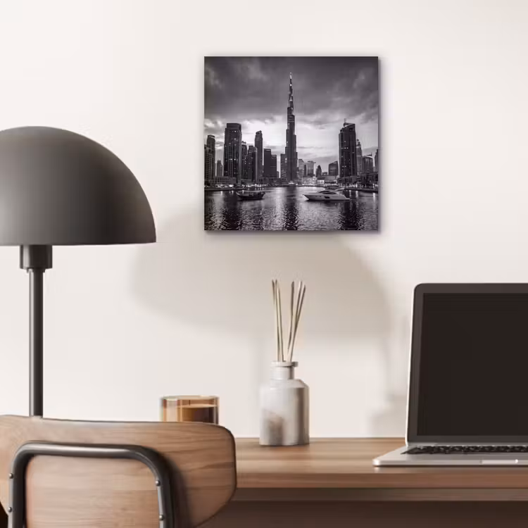 Stad - Skyline - Architectuur - Avond - Zwart-wit aluminium wit klein -sfeer5