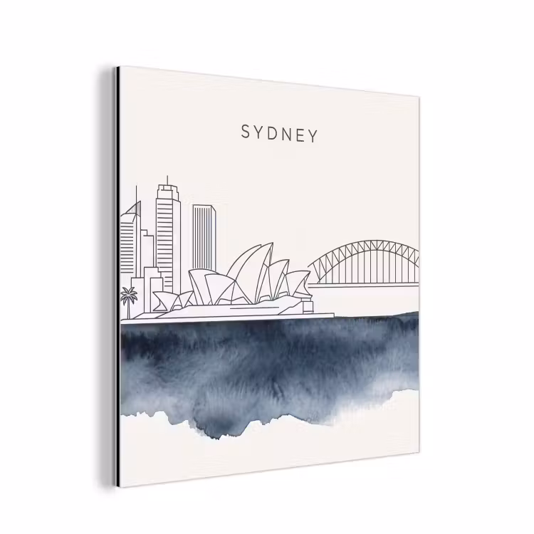 Stad - Skyline - Architectuur - Minimalistisch - Blauw aluminium wit klein -3d