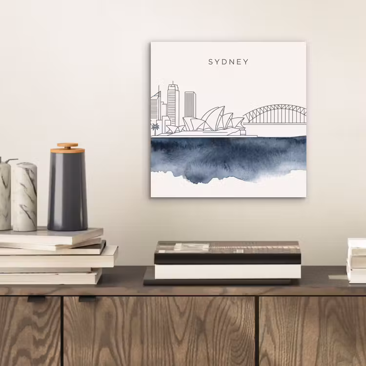 Stad - Skyline - Architectuur - Minimalistisch - Blauw aluminium wit klein -sfeer1