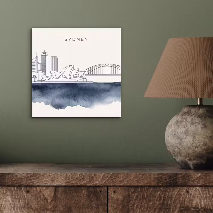 Stad - Skyline - Architectuur - Minimalistisch - Blauw aluminium wit klein -sfeer2