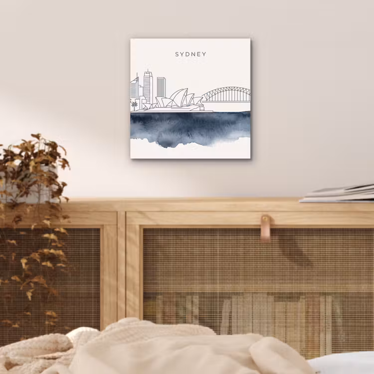 Stad - Skyline - Architectuur - Minimalistisch - Blauw aluminium wit klein -sfeer3