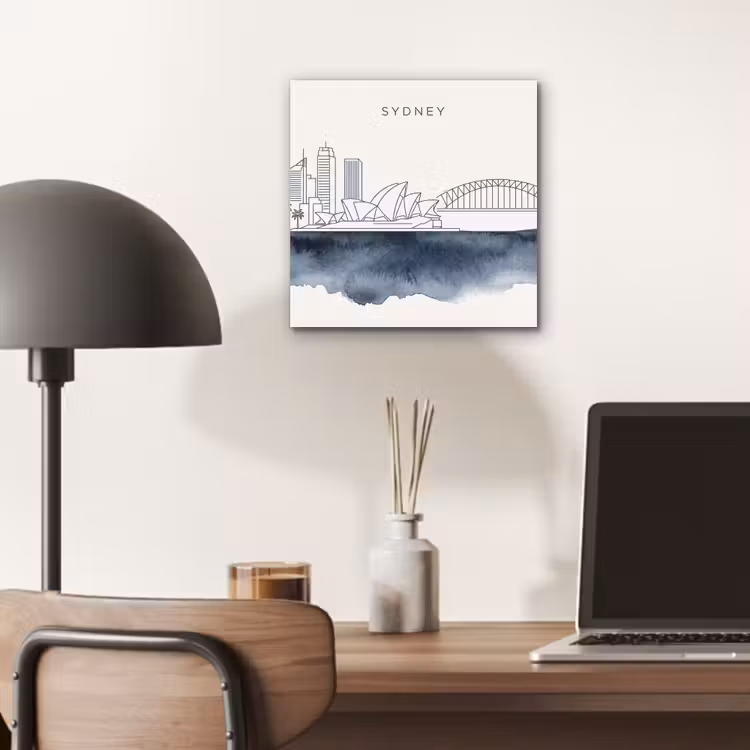 Stad - Skyline - Architectuur - Minimalistisch - Blauw aluminium wit klein -sfeer5