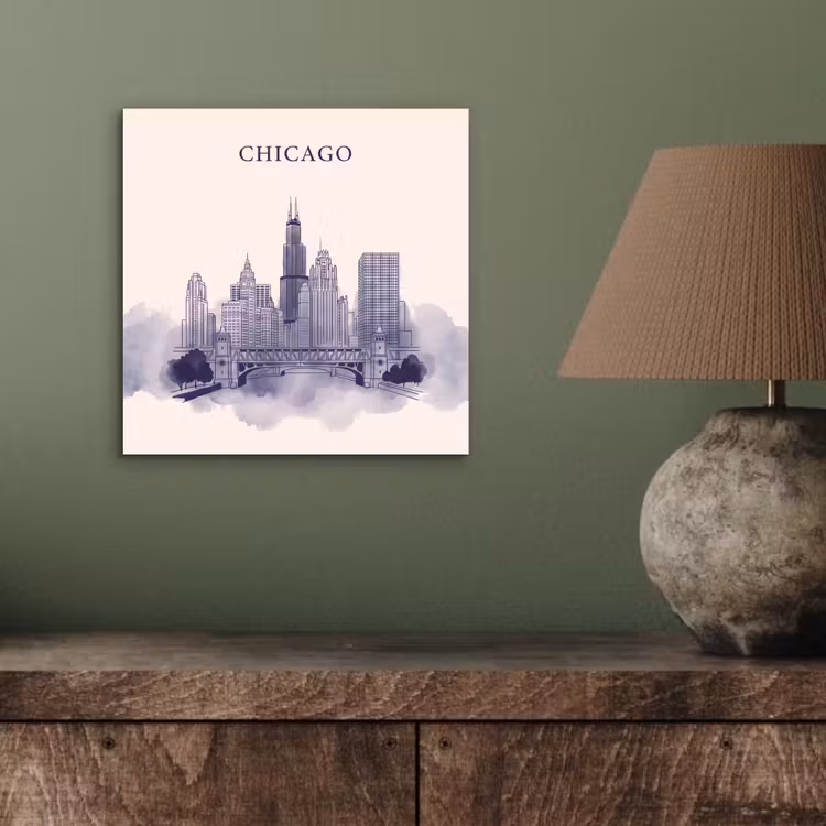 Stad - Skyline - Architectuur - Lijntekening - Blauw aluminium wit klein -sfeer2