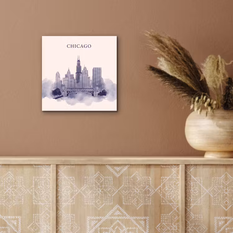 Stad - Skyline - Architectuur - Lijntekening - Blauw aluminium wit klein -sfeer4