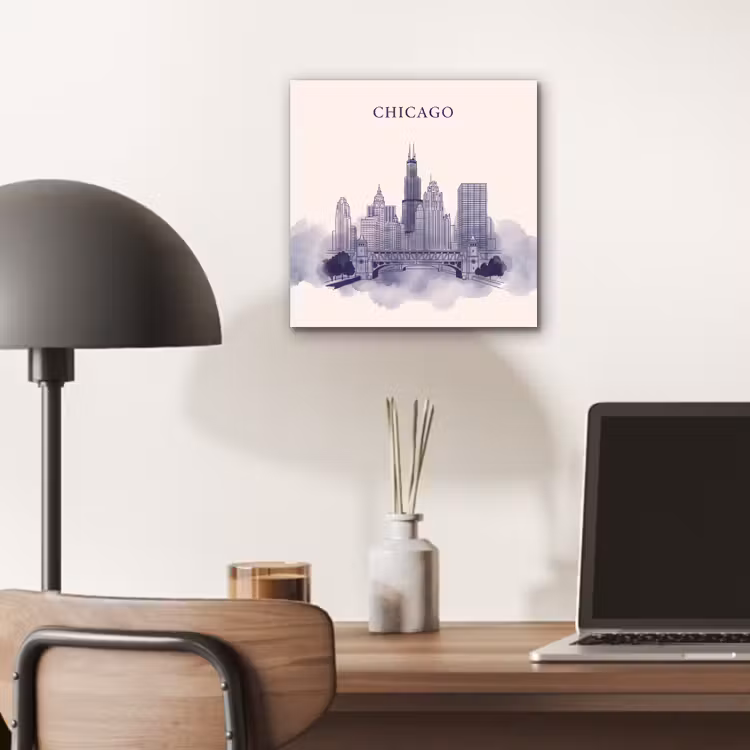 Stad - Skyline - Architectuur - Lijntekening - Blauw aluminium wit klein -sfeer5