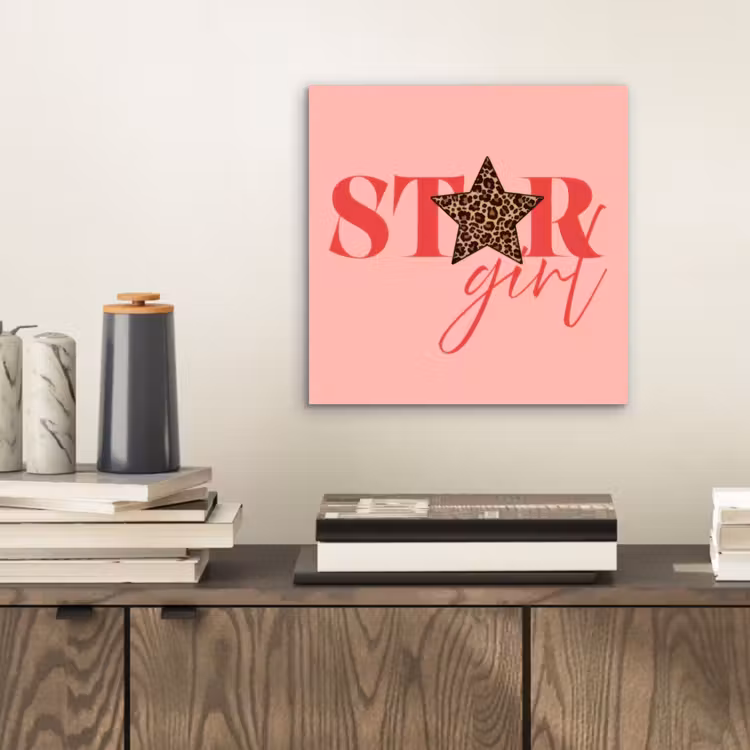 Star girl - Roze - Panter - Ster aluminium wit klein -sfeer1