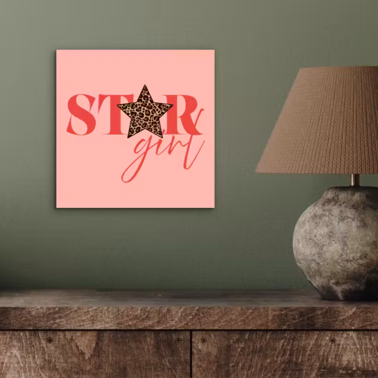 Star girl - Roze - Panter - Ster aluminium wit klein -sfeer2