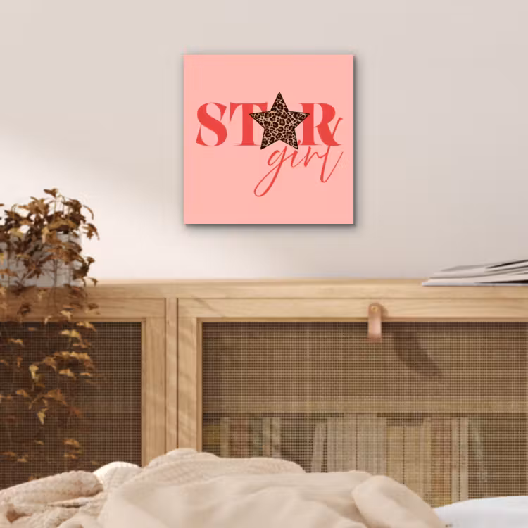 Star girl - Roze - Panter - Ster aluminium wit klein -sfeer3