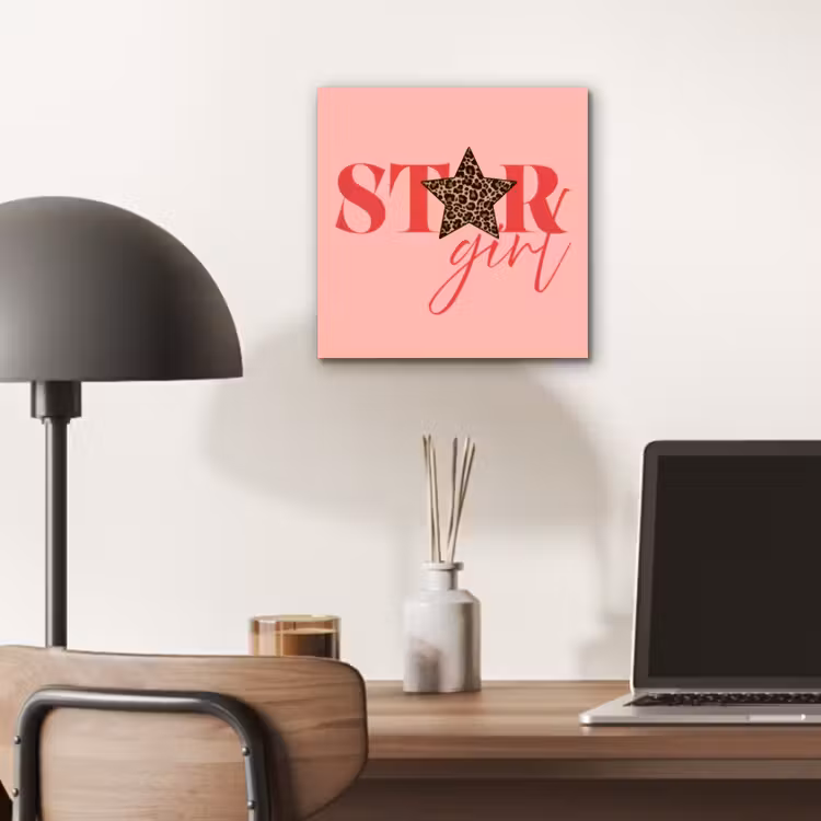 Star girl - Roze - Panter - Ster aluminium wit klein -sfeer5