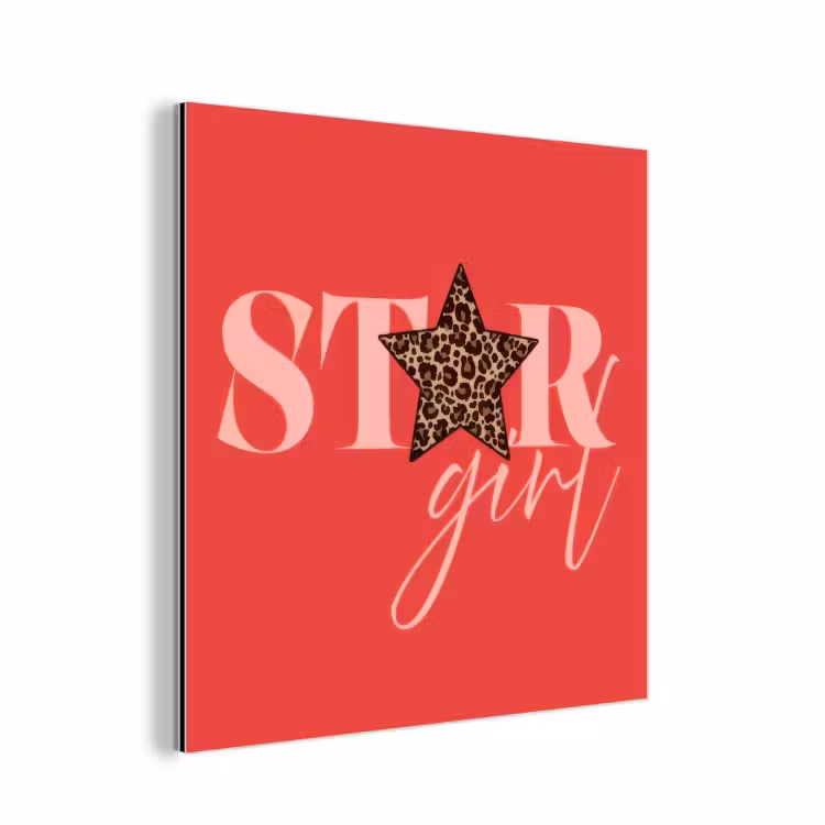 Star girl - Rood - Panter - Ster aluminium wit klein -3d