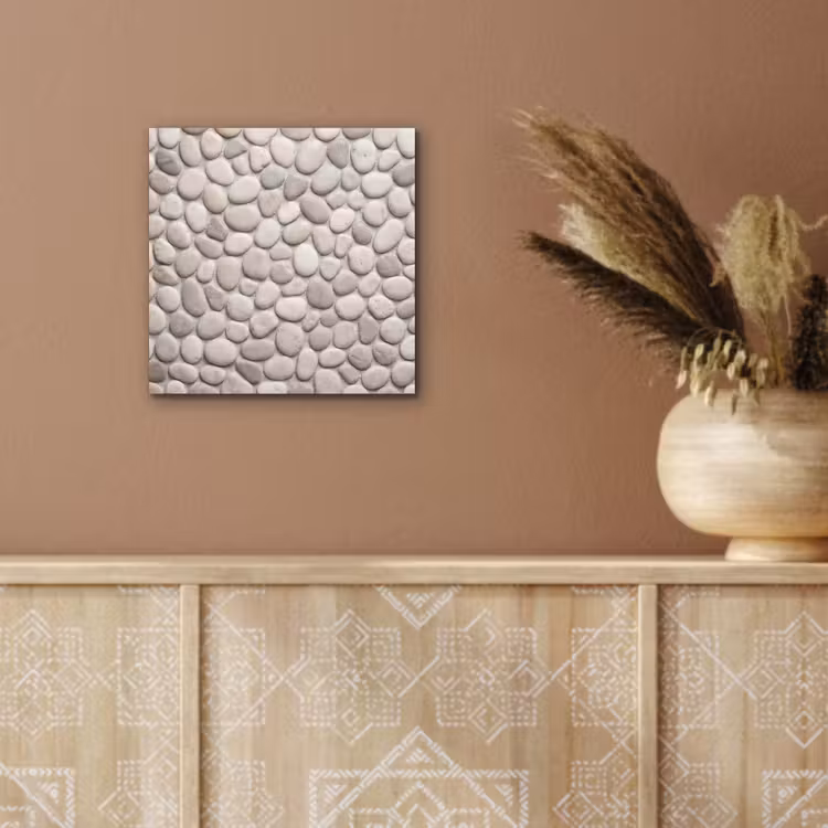 Steen - Kiezel - Natuur - Minimalistisch - Beige aluminium wit klein -sfeer4