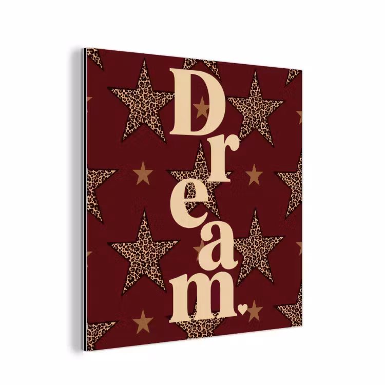Sterren - Luipaardprint - Dream - Bordeaux aluminium wit klein -3d